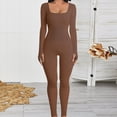 thumbnail image 4 of Trajes de ropa activa para mujer Mono de ropa deportiva con cuello cuadrado para deportes (marrón L) JShteea Para Estrenar, 4 of 7