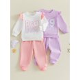 thumbnail image 3 of RUINIXCW Toddler Girl Fall Outfits Cute Letter Embroidery Long Sleeve Tops and Pants, 3 of 8