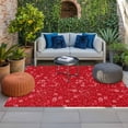thumbnail image 2 of Red Christmas Outdoor Rug for Patio/Deck/Porch, Non-Slip Large Area Rug 5 x 7 Ft, Xmas Botanical Floral Indoor Outdoor Rugs Washable Area Rugs, Reversible Camping Rug Carpet Runner, 2 of 8