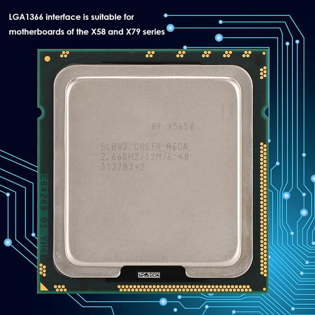 X5650 CPU 2.66GHz, 6 Core, 12M Cache, LGA1366 Interface, Hyper Threading Technology, 95W Power Consumption, for X58 and X79 Motherboards