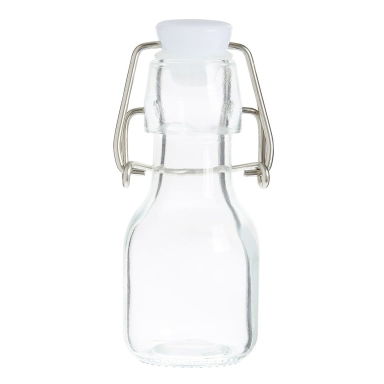 2oz Glass Bottles,Small Glass Juice Bottles with Black Lids for