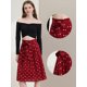 thumbnail image 2 of Allegra K Falda midi vintage de cintura alta elástica con cinturón para mujer Corazones rojos XS, 2 of 5