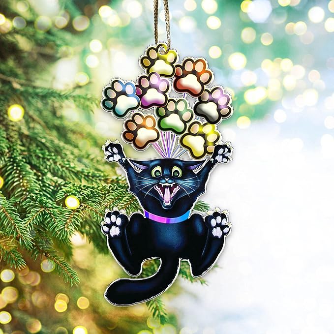 2D Acrylic Flat Christmas Ornament Black Cat Christmas Ornaments