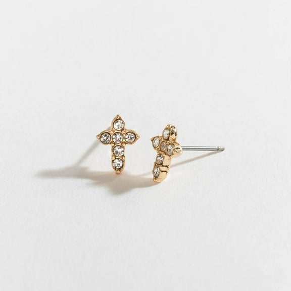 Women's Gold   Crystal Stone Cross Ear Sense Stud Earrings by Howard's