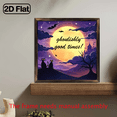 thumbnail image 2 of 2D Flat, 1pc Halloween Wooden Framed Wall Art - Spooky Moonlit Night Scene with Bats, Ghoulishly Good Times - Purple Pink Halloween Decor - PreFramed 8x8 Inch Home Decoration for Living Room, Kitch, 2 of 9