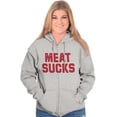 thumbnail image 4 of Meat Sucks Vegan Vegetarian Veggie Zip Up Hoodie Men's Women's Brisco Brands X, 4 of 5