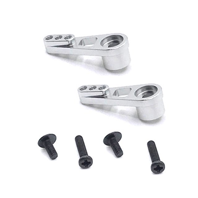 2 Pièces RC Voiture Servo 2 Pièces Remplaçant le Bras de Rechange Modèle de Véhicule de Direction en Métal Bras de Réparation Pièces de Rechange pour WL Jouet A949 Argent