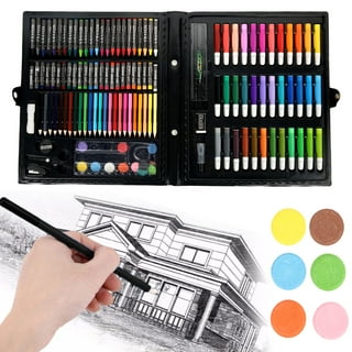Sunnyglade 145 Piece Deluxe Art Set, Wooden Art Box & Drawing Kit with Crayons, Oil Pastels, Colored Pencils, Watercolor Cakes, Sketch Pencils, Paint