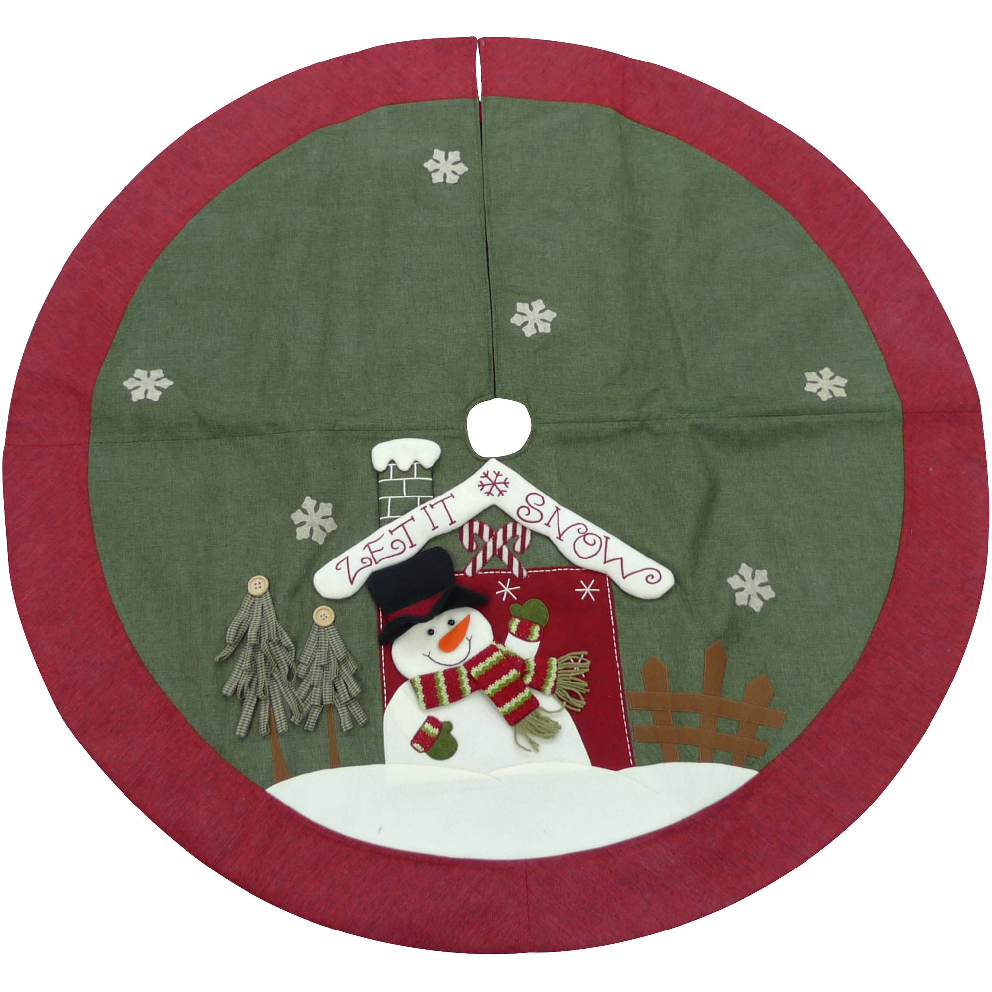 Holiday Time Christmas Decor 48" Snowman with house Tree Skirt