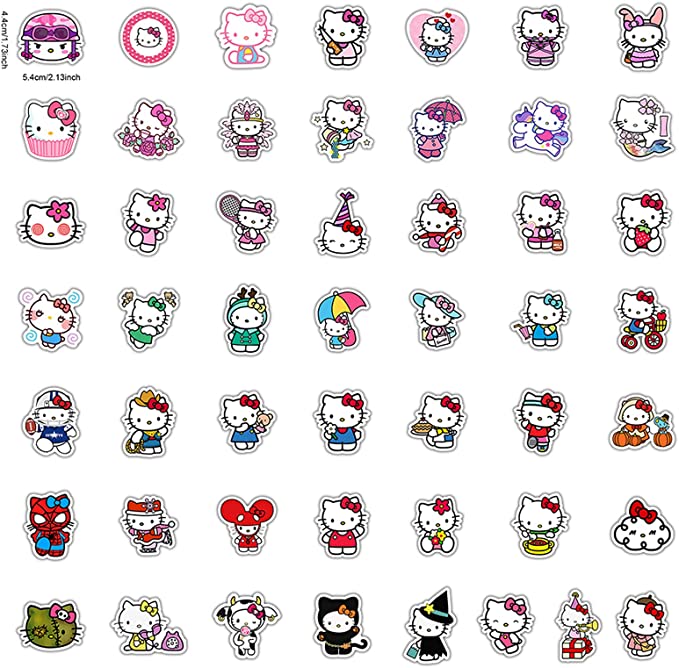 50pcs hello kitty kitty white theme waterproof stickers for laptop cellphone water bottle skateboard luggage car bumper jmld walmart com