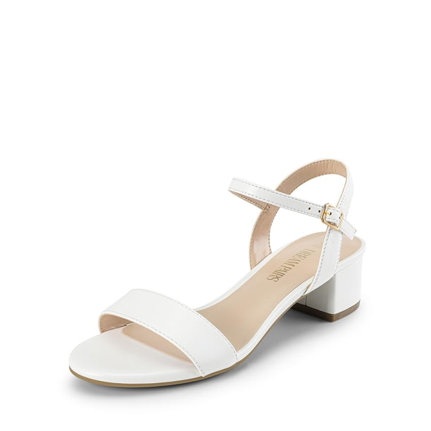 Sandalia DREAM PAIRS Tacón Grueso 4 cm Punta Abierta con Correa Blanca