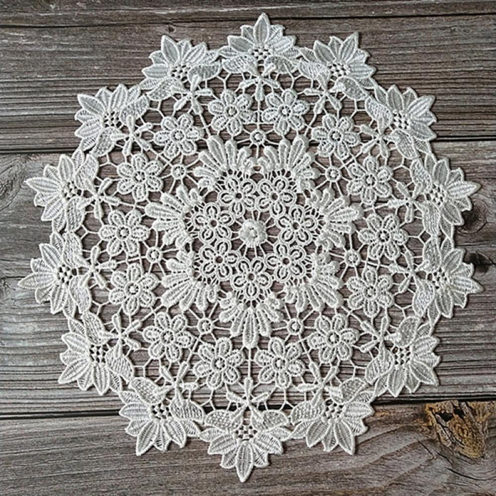10"x 10" VINTAGE FLORAL ART CUT EMBROIDERY WHITE SQUARE COASTER DOILY SIZE 
