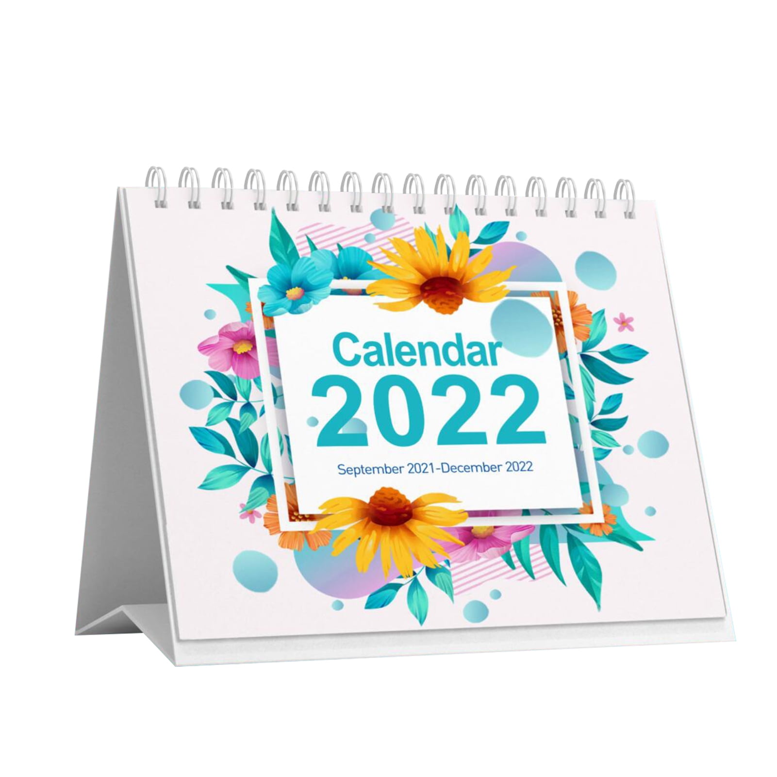 MEGAWHEELS Desk Calendar 2021 Sep-2022 Dec Stand up Flip Tabletop Calendar