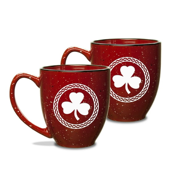 Shamrock Celtic Logo 15 oz Red Bistro Mug - Set of 2