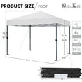 thumbnail image 3 of Songqin 10x10 1-Person Setup Pop Up Canopy Tent, Instant Portable Commercial Canopy Tent, Outdoor Gazebo with 1-Button Push, Wheeled Bag & 4 Sandbags for Home, Party & Outdoor, Silver-Coated White, 3 of 17