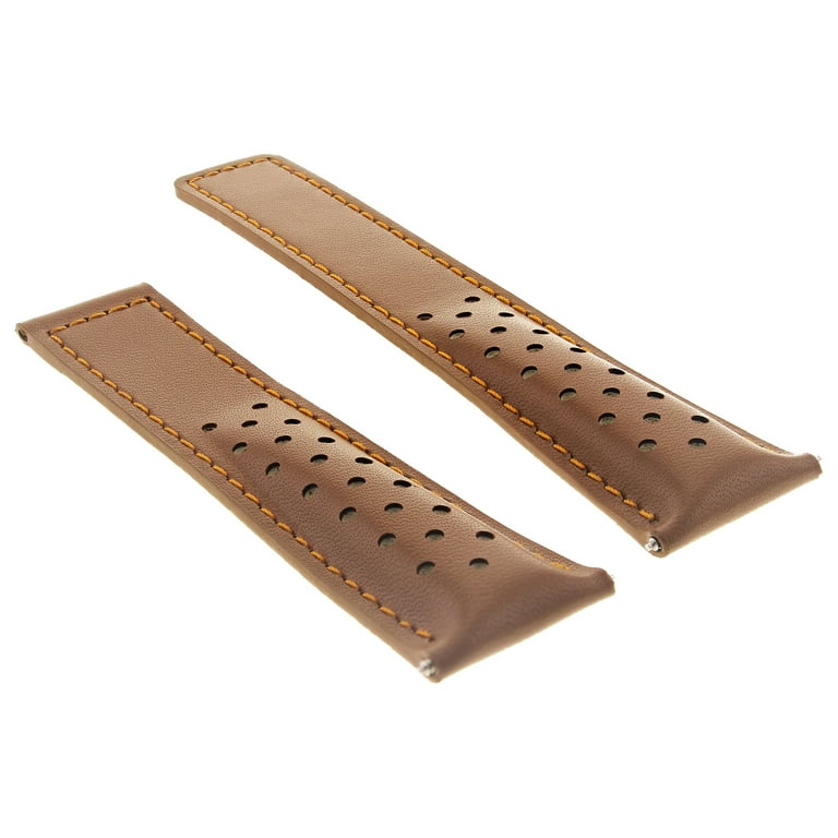 LEATHER WATCH STRAP 20MM FOR TAG HEUER CARRERA 1887 TAN 10T OS FC