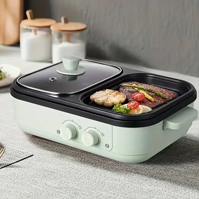 Electric Hot Pot with Non-Stick Coating - Multifunctional for Frying, Baking, Barbecuing, and More
