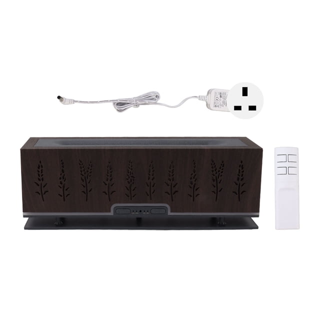 Difusor de aroma de llama Humidificador de aire Llama 3D Hueco Oficina en el hogar Luz nocturna ambiental Difusor de aroma 100-240 V Grano de madera oscura Enchufe del Reino Unido