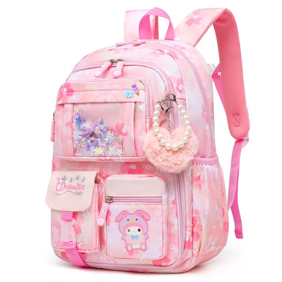 Mochila escolar Alrisg Lovely para niñas de 17 pulgadas, rosa
