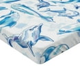 thumbnail image 2 of Sea Animals Fitted Sheet, Sketch of Bottlenose Dolphins Playing Laughing in the Ocean Sea Life Print, Decorative Soft Bedding All-round Elastic Pocket, King Size, Turquoise White, by Ambesonne, 2 of 3