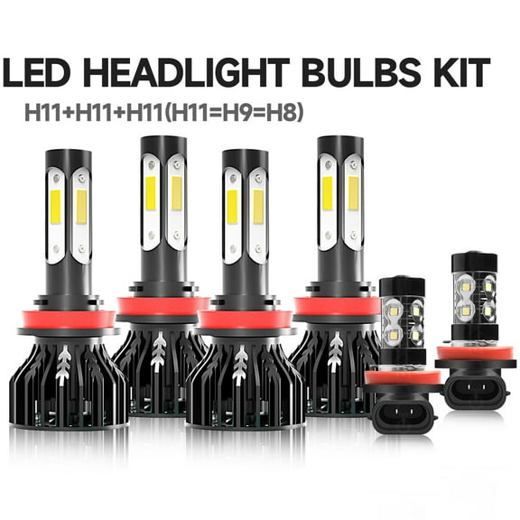 QUAYUB White Combo 4SIDE LED Headlight Hi/Low Fog light bulbs Kit For 2013 2014 2015 Nissan Altima