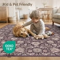 thumbnail image 4 of ODIKA 3'x5' Washable Accent Rug Pet Friendly, Non-Shedding Mat Boho Allover Blossom Vine Design Faded Antique Style Decorative for Bedside, Nursery Room, 4 of 7