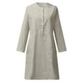 thumbnail image 4 of biudgviw Cotton Linen Dresses for Women Casual Fall Long Sleeve Buttons down Shirts Dress Lounge Office Mini Dress with Pockets, 4 of 5
