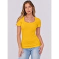 thumbnail image 3 of ANRABESS Women Short Sleeve Tops Scoop Neck Ribbed Knit Slim Fitted Basic Tee Shirt Casual Summer Clothes 2026 Spring Outfits Yellow S, 3 of 9
