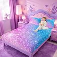 thumbnail image 3 of meiyoeat Blue Pink Glitter Print King Sheets,Abstract Galaxy Starry Sky Bedding For Girl,4Pcs,1 Flat Sheet,1 Fitted Sheet And 2 Pillowcases, 3 of 6