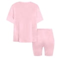 thumbnail image 6 of CPNG Girls Two Piece Sets Kids Solid Color Round-Necked Short Sleeve T-shirt and Elastic Waist Tight Shorts Summer Outfits(Pink,5-6 Years), 6 of 6
