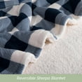 thumbnail image 5 of Elegant Comfort Reversible Buffalo Plaid Flannel Sherpa Blanket - Soft Fleece Throw for Couch or Bed - Plush Warm Winter Blanket, King, Navy, 5 of 5