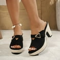 thumbnail image 5 of WRKEKC Womens Sandals Solid Square Toe Open Toe Thick Heel High Heel Slippers for Ladies Comfortable Shoes, 5 of 8