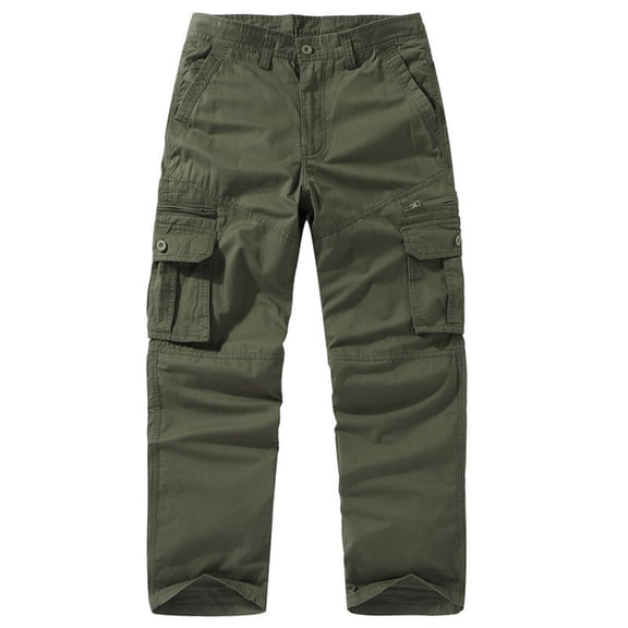 Kakii Men's Cargo Pants with Pockets Outdoor Casual Ripstop Camo Military Combat Construction Work Pants