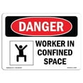 thumbnail image 1 of SignMission OS-DS-A-1218-L-1818 12 x 18 in. OSHA Danger Sign - Worker in Confined Space, 1 of 1