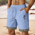 thumbnail image 2 of CONZONE Mens Casual Linen Shorts Elastic Waist Drawstring Summer Shorts for Men Hawaii Graphic Y2K Lightweight Loose Fit Vacation Beach Shorts With Pockets, 2 of 4