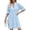 Sky Blue, variant on Women's Eyelet Flounce Sleeve Mini Dress 95% polyester and 5% spandex fabric for a light comfortable everyday wear