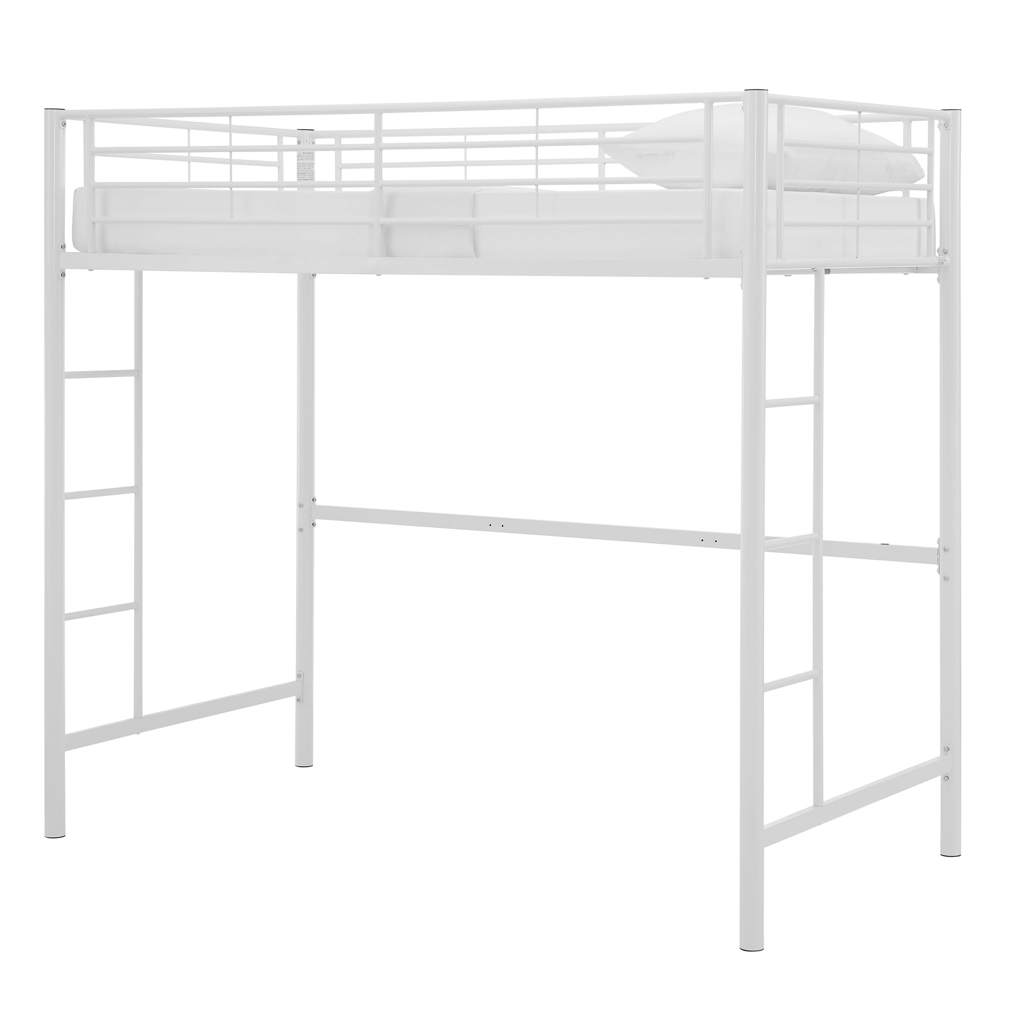 Walker Edison Premium Traditional Twin Metal Loft Bed, White