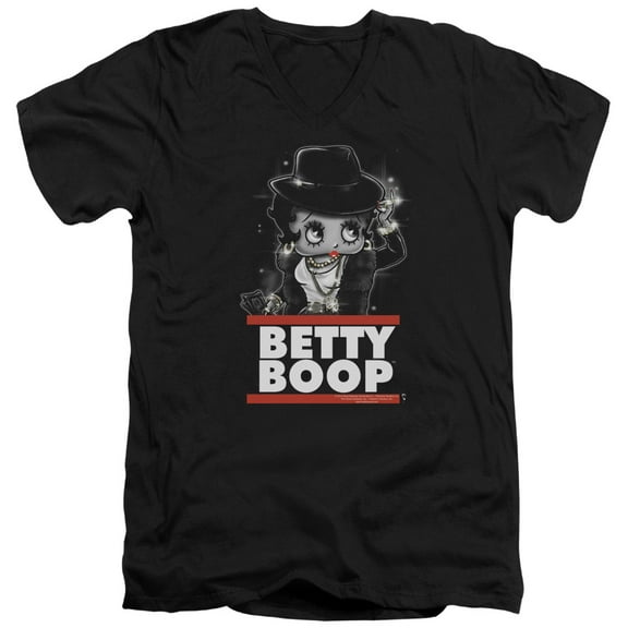Betty Boop Bling Bling Boop S/S Adult V-Neck T-Shirt Black