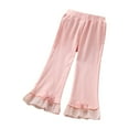 thumbnail image 2 of CheerKidz Children's Girls Fashion Solid Color Bow Leggings Mid Waist Loose Wide Leg Design for Ages 1-8 Years, Perfect for Stylish and Comfortable(Pink,5-6 Years), 2 of 7