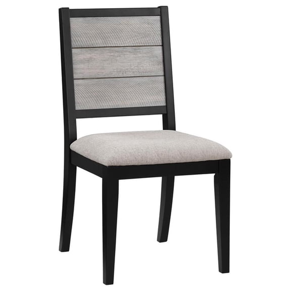 Maklaine 19" Farmhouse Fabric Upholstered Dining Side Chair in Gray (Set of 2)