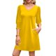 thumbnail image 1 of TaTaai Women's Solid Color V-Neck Three Quarter Sleeve Dress Casual Fashion Elastic Cuffs Soft Comfortable Polyester Fabric Versatile Midi Dress for Spring Summer Daily Dating Party Work Gift, 1 of 6