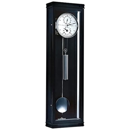 Hermle 37 Black and White Rectangular Mechanical Regulator Pendulum Wall Clock