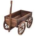 thumbnail image 2 of Maceta de madera Costway con forma de carro con Empuñadura regulable y Hoyo de drenaje, 2 of 9