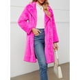 thumbnail image 4 of Women's Faux Fur Coat Suit Jacket Lapel Buttons Long Sleeve Winter Warm Coats Plush Blazers Overcoat Outwear, 4 of 7