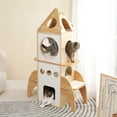 thumbnail image 6 of Pefilos 54" Modern Cat Tree Tower Rocket Shape, Multilevel Cat Condo for Large Cats, Cat Tower for Big and Fat Spacious, Beige, 6 of 13