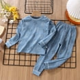 thumbnail image 2 of Caqnni Babys Long Sleeve Round Neckline Tops Pants Set Baby Fall Winter Clothes Homewear Fall Winter Outfit for 0 6 12 18 24 M 1t 2t 3t 4t 5t 6t（Blue，8-9 Years）, 2 of 3