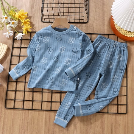 

Matching Pjs for Couples Kids Pajamas Blue Home Clothes Cartoon Bathrobe Plush Birthday Gifts for Women 90