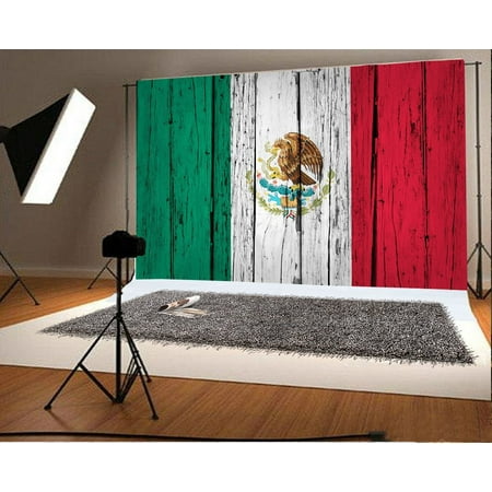 HelloDecor Polyster 7x5ft Mexico Eagle Backdrop Shabby Texture Color Paint Stripes Wood Plank Photography Background Kids Adults Photo Studio