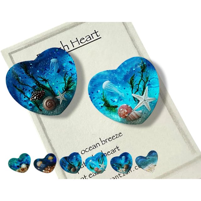 Corazón de bolsillo de vidrio para playa, adorno de corazón de vidrio oceánico hecho a mano fusionado con mar natural, ficha de bolsillo de corazón de vidrio fusionado, mini ficha linda y duradera con