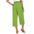 thumbnail image 4 of Women'S Cropped Pants Drawstring Casual with Pockets Loose High Waisted Wide Leg Lounge Pants Grass Green XL, 4 of 6